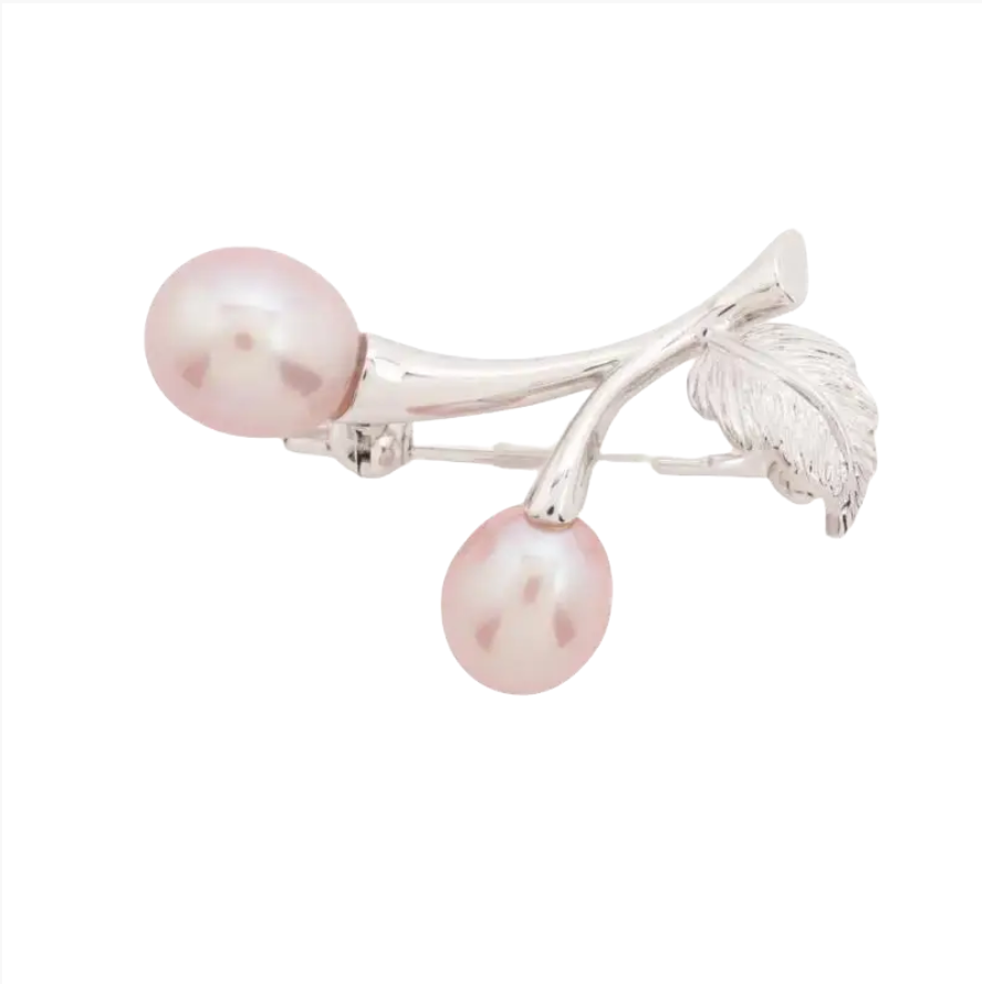 Mikimoto Pink Akoya Pearl & Sterling Silver Brooch